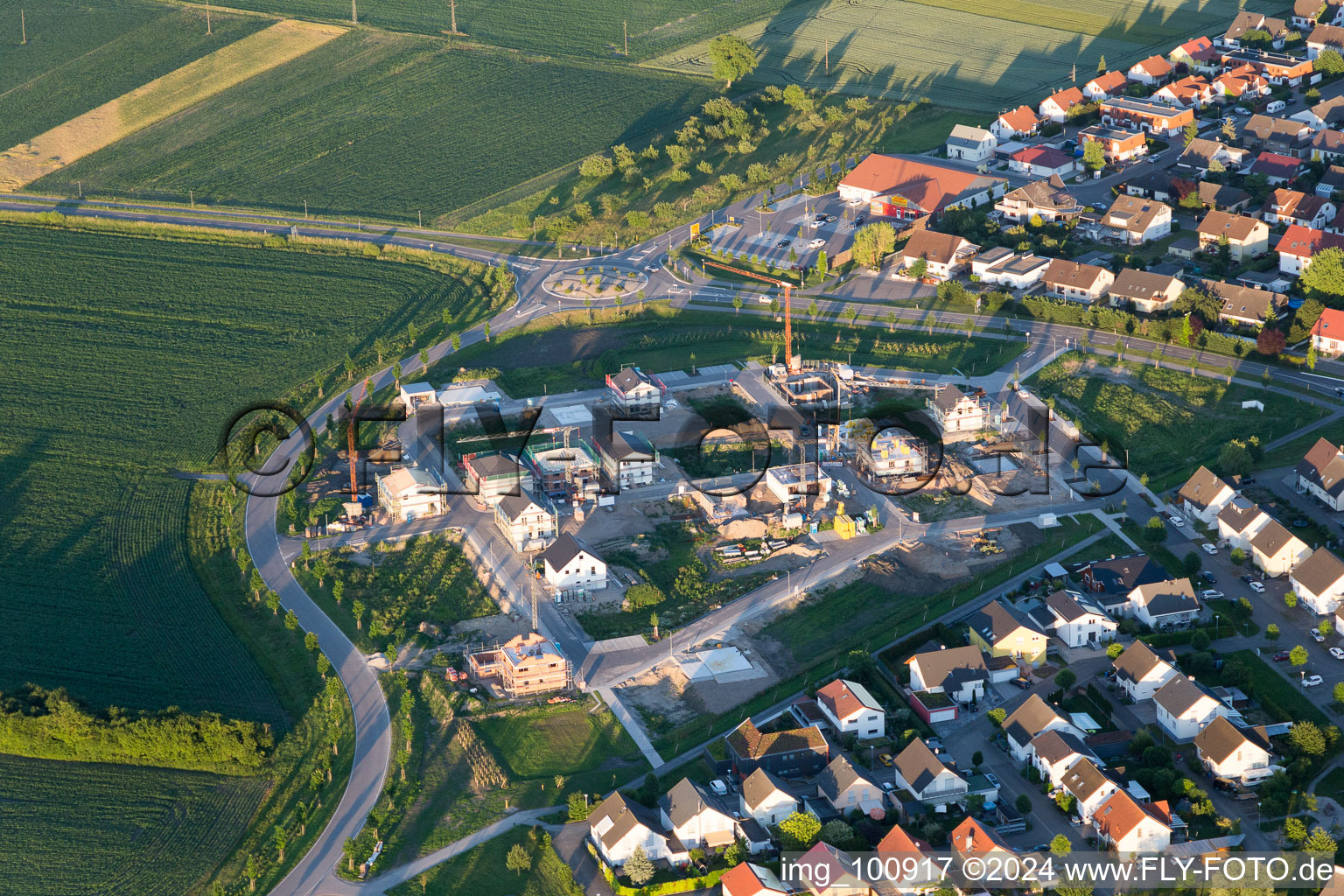 New development area Am Kesselring in the district Liedolsheim in Dettenheim in the state Baden-Wuerttemberg, Germany