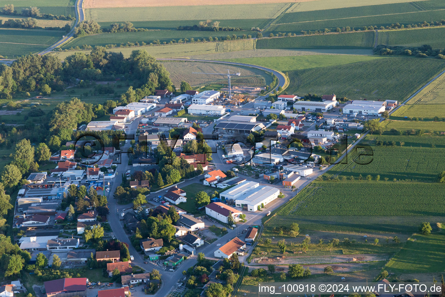 Krautstückerweg commercial area in the district Liedolsheim in Dettenheim in the state Baden-Wuerttemberg, Germany