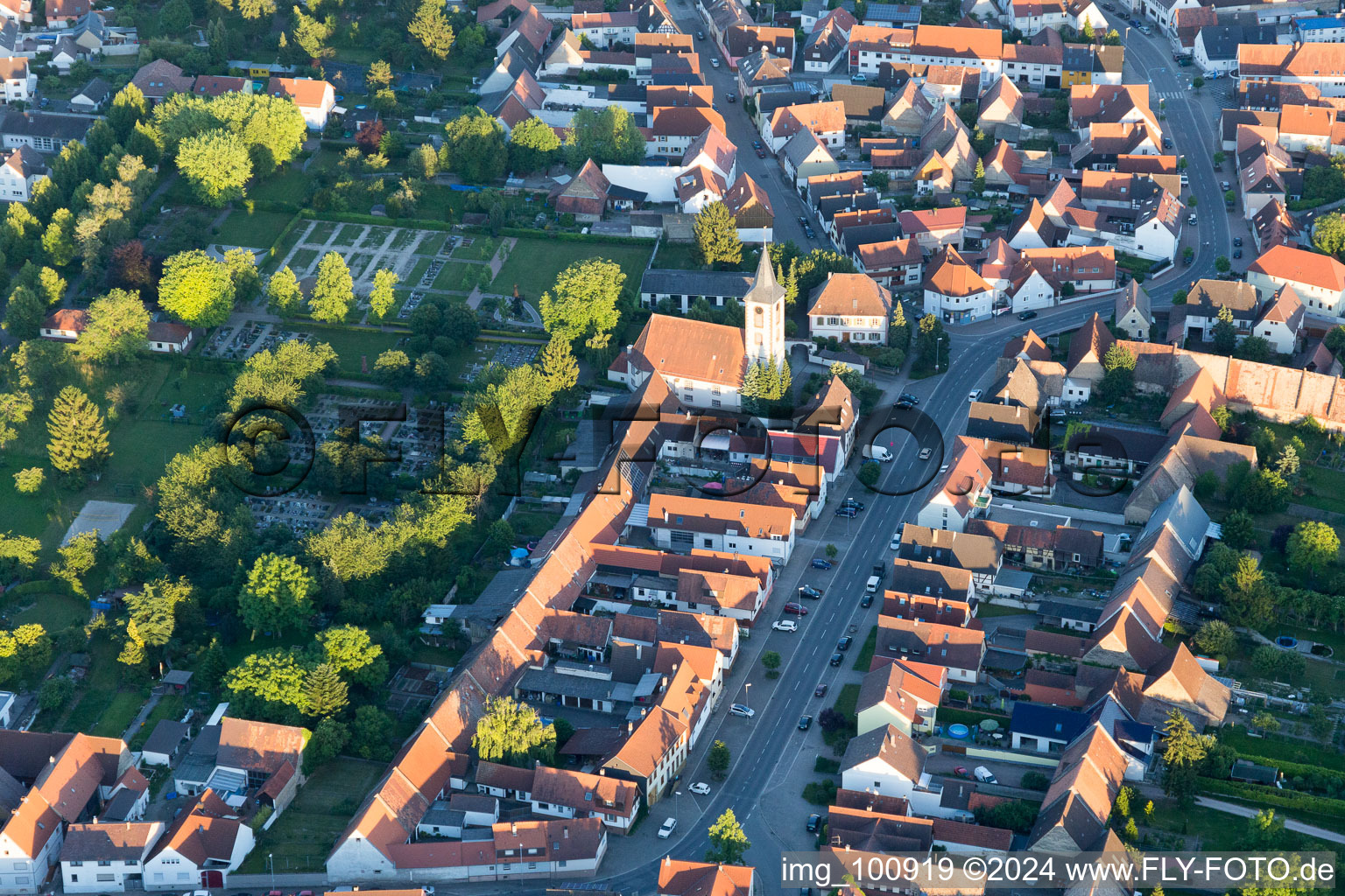 Main Street in the district Liedolsheim in Dettenheim in the state Baden-Wuerttemberg, Germany