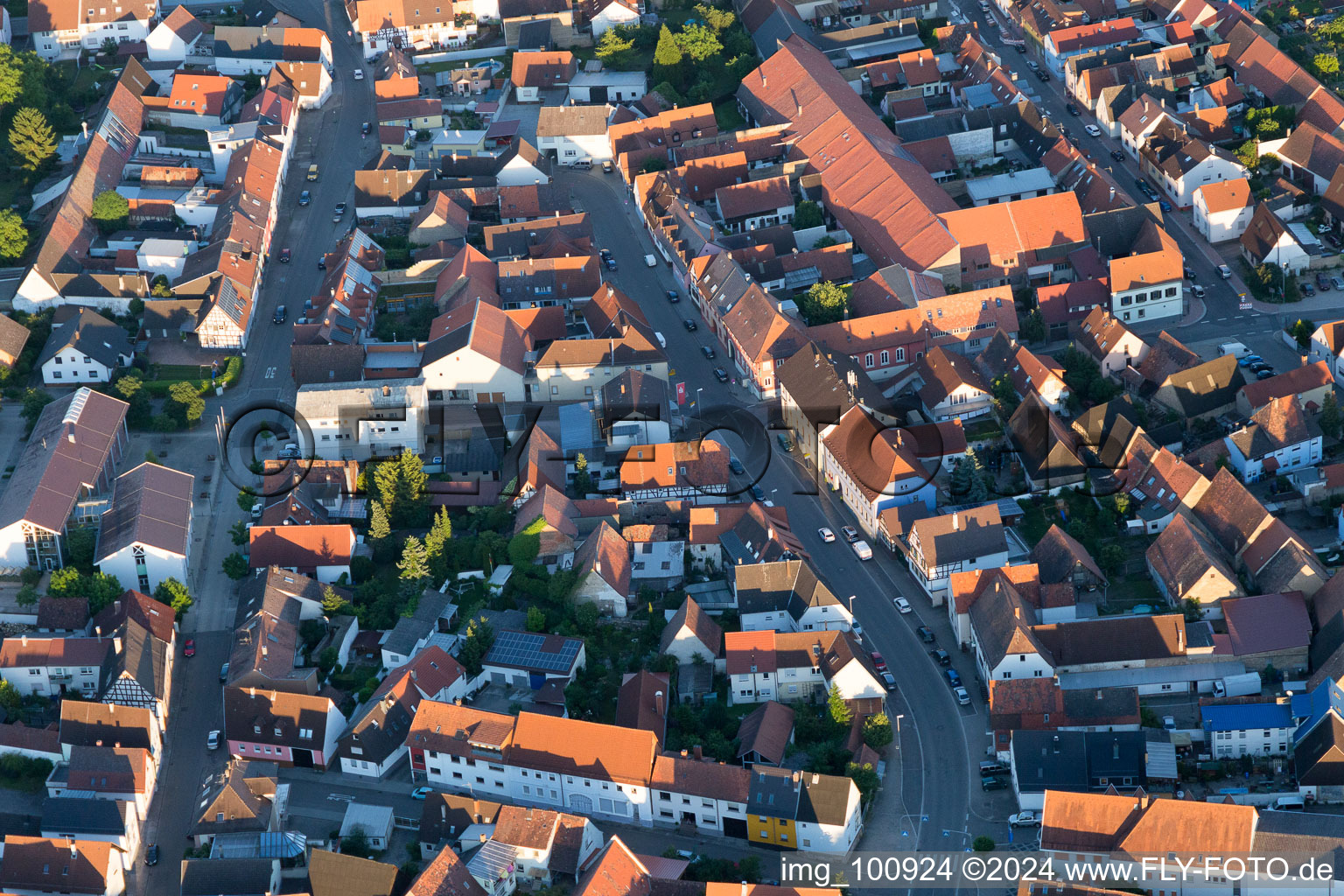 Haupt- and Bächlestr in the district Liedolsheim in Dettenheim in the state Baden-Wuerttemberg, Germany