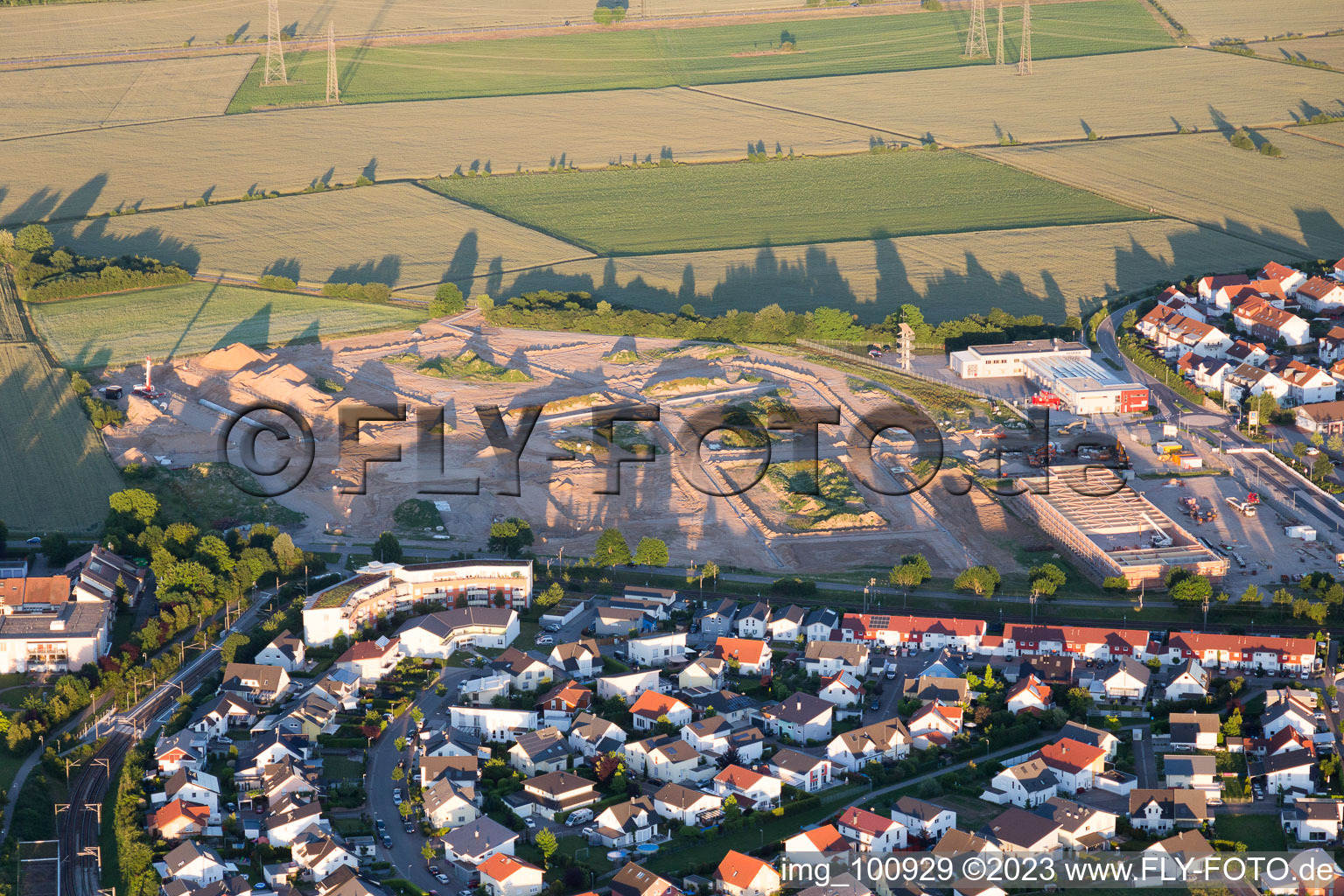 Aerial photograpy of District Hochstetten in Linkenheim-Hochstetten in the state Baden-Wuerttemberg, Germany