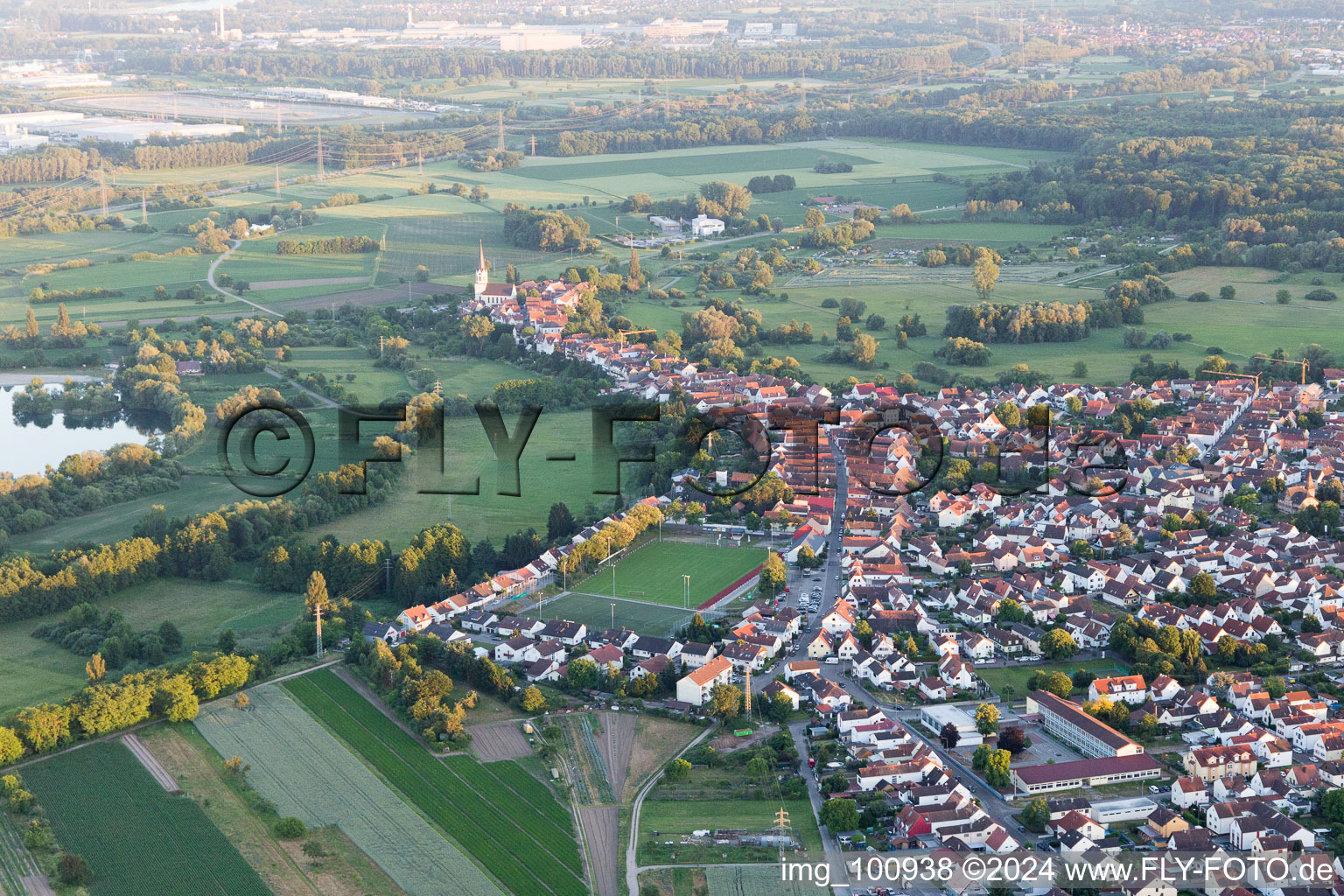 Jockgrim in the state Rhineland-Palatinate, Germany viewn from the air