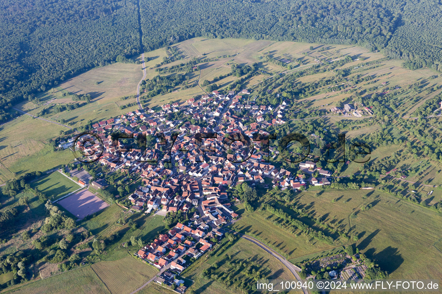 District Büchelberg in Wörth am Rhein in the state Rhineland-Palatinate, Germany from the drone perspective