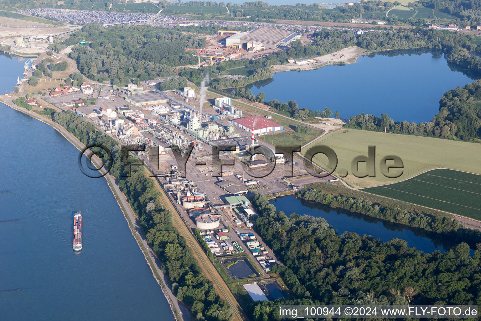 Aerial view of Harbor in Lauterbourg in the state Bas-Rhin, France