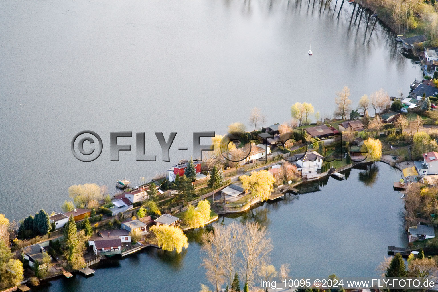 Drone image of Blue Adriatic recreation area in Altrip in the state Rhineland-Palatinate, Germany