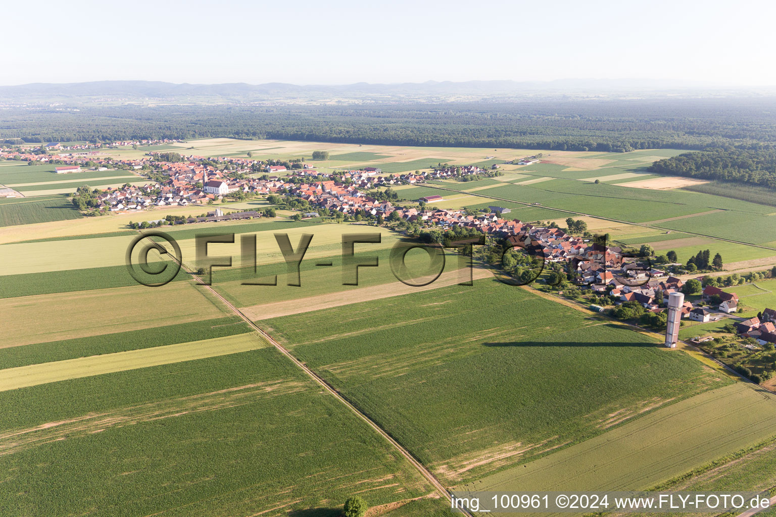 Schleithal in the state Bas-Rhin, France viewn from the air