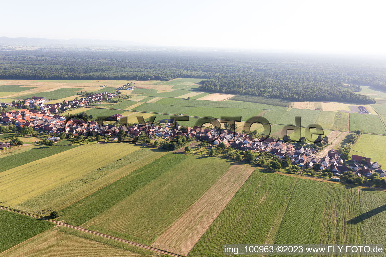 Drone image of Schleithal in the state Bas-Rhin, France