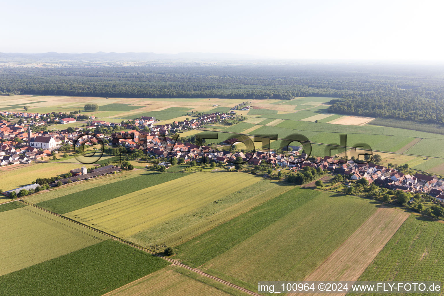 Schleithal in the state Bas-Rhin, France from the drone perspective