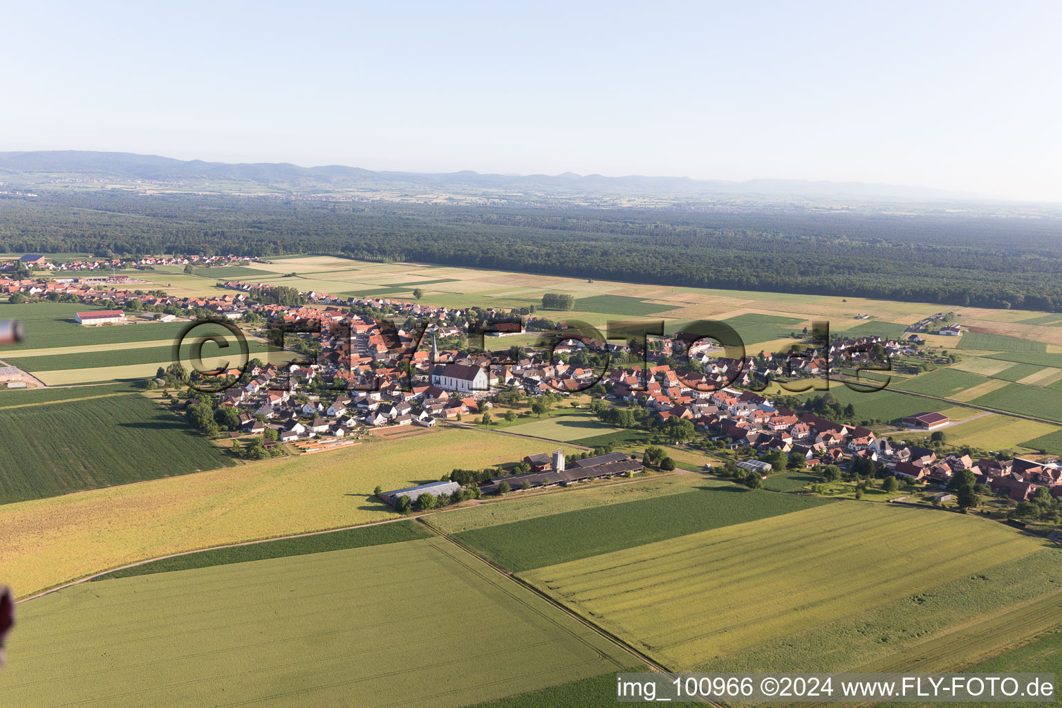 Schleithal in the state Bas-Rhin, France seen from a drone