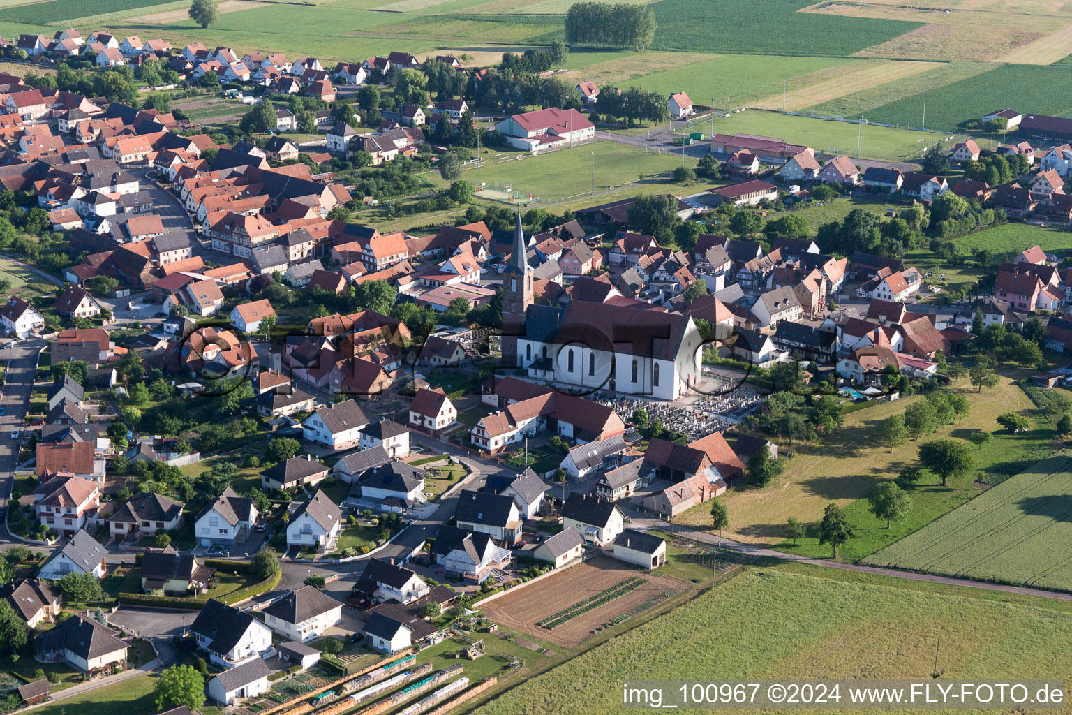 Aerial view of Schleithal in the state Bas-Rhin, France