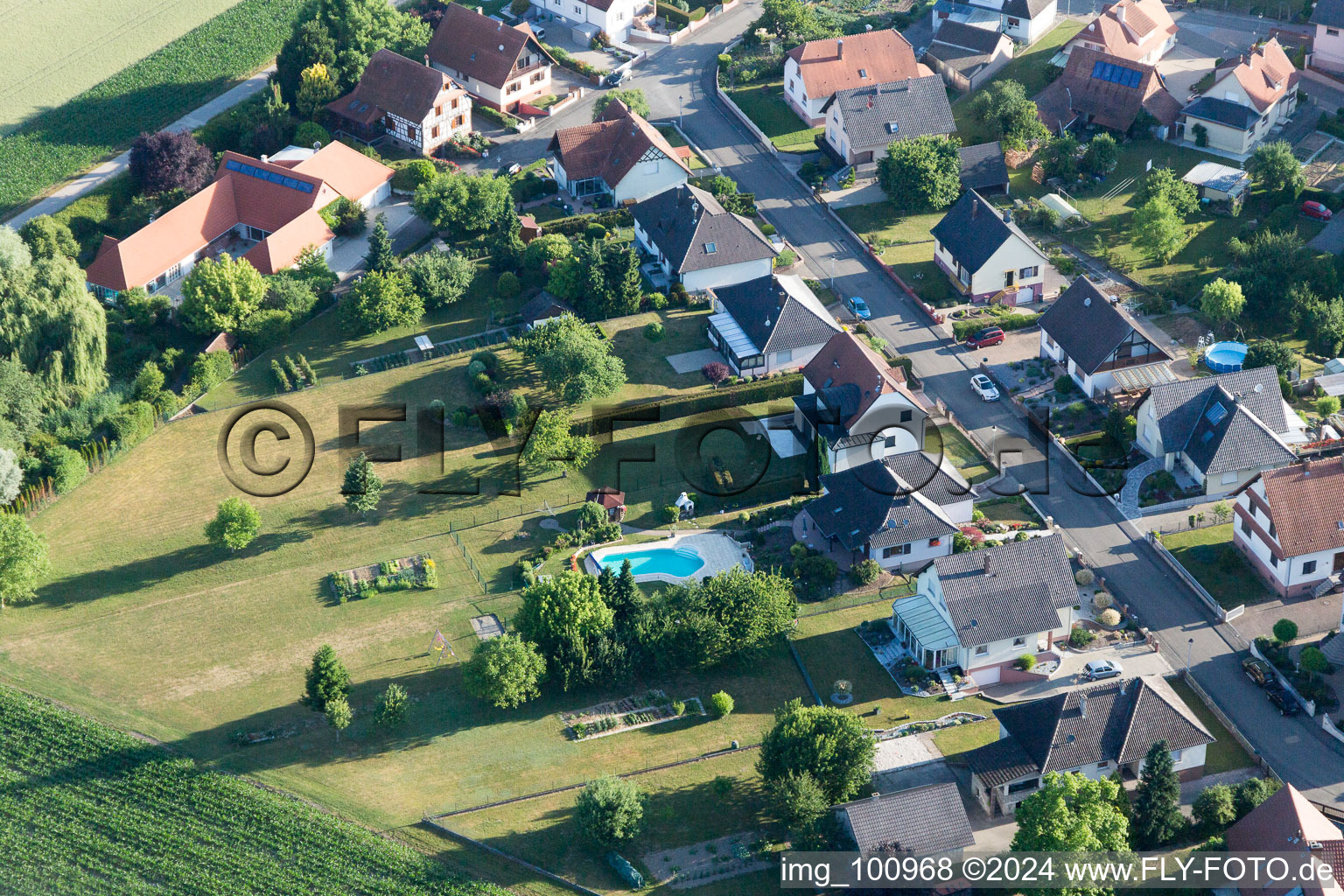 Aerial photograpy of Schleithal in the state Bas-Rhin, France