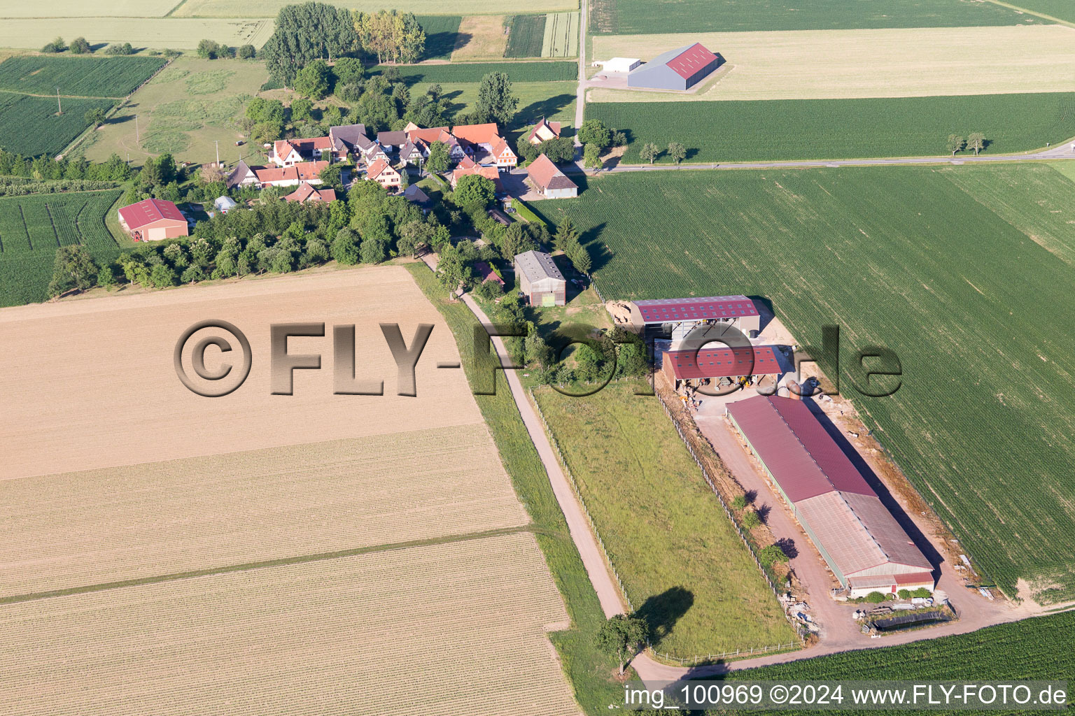 Seebach in the state Bas-Rhin, France from a drone