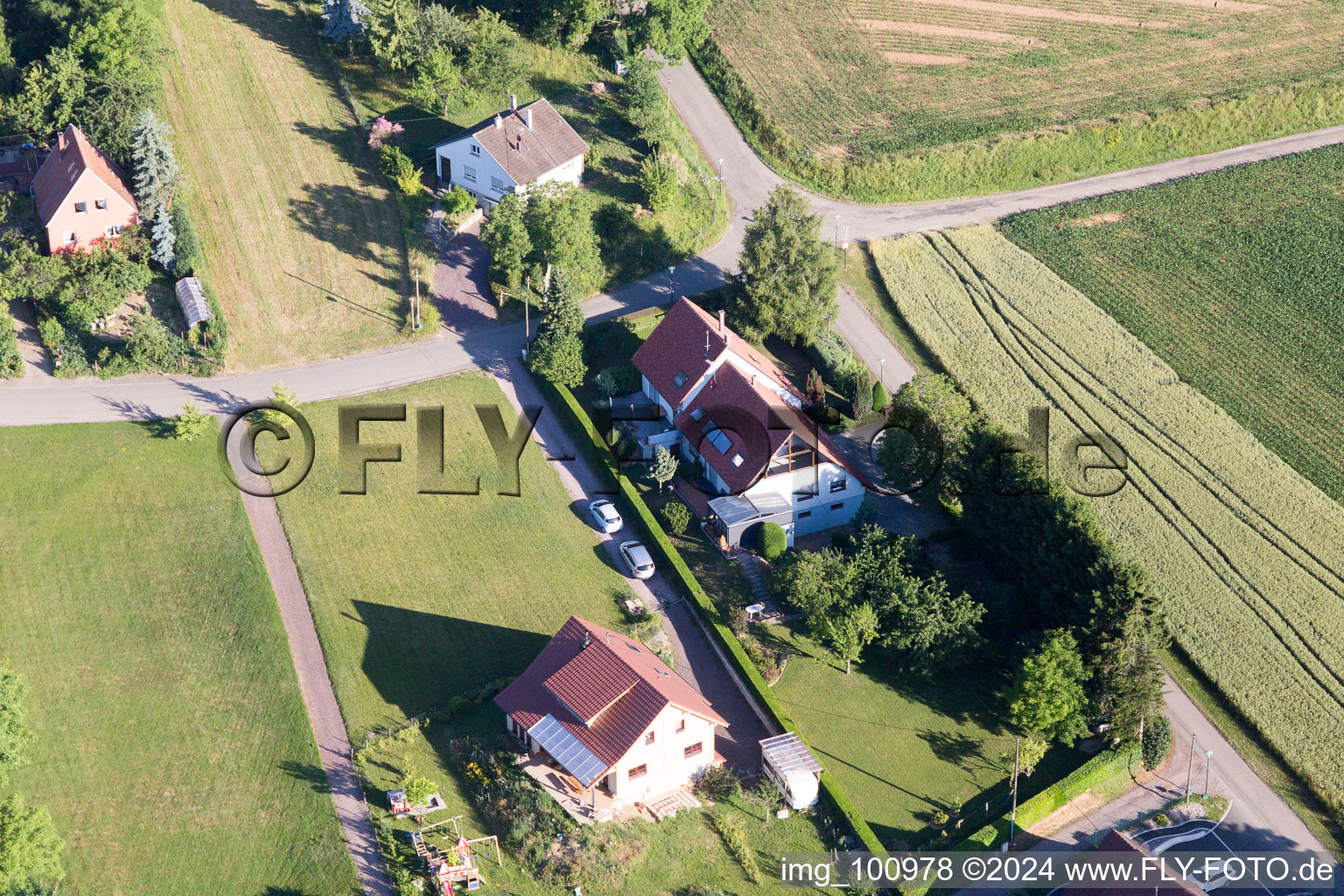 Oblique view of District Altenstadt in Wissembourg in the state Bas-Rhin, France