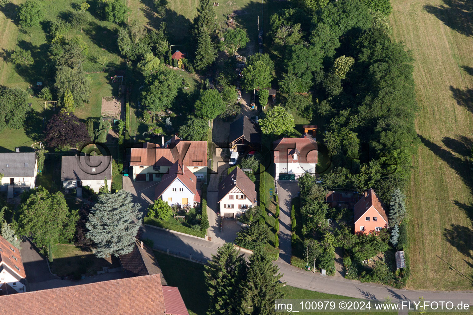 District Altenstadt in Wissembourg in the state Bas-Rhin, France from above