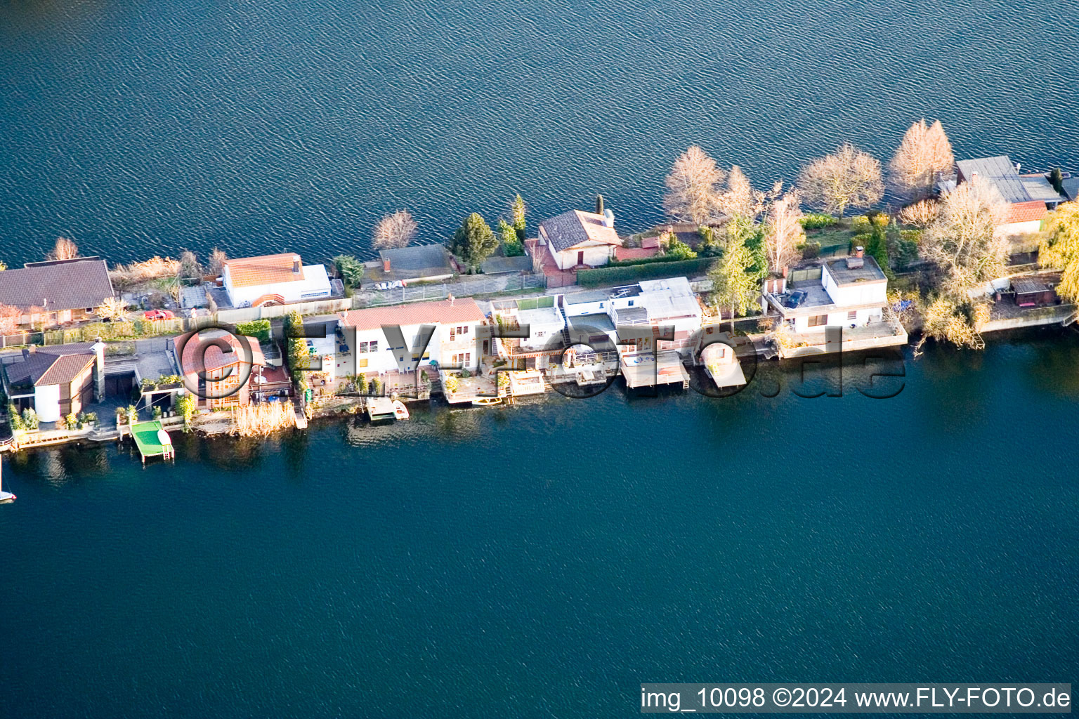 Blue Adriatic recreation area in Altrip in the state Rhineland-Palatinate, Germany from a drone