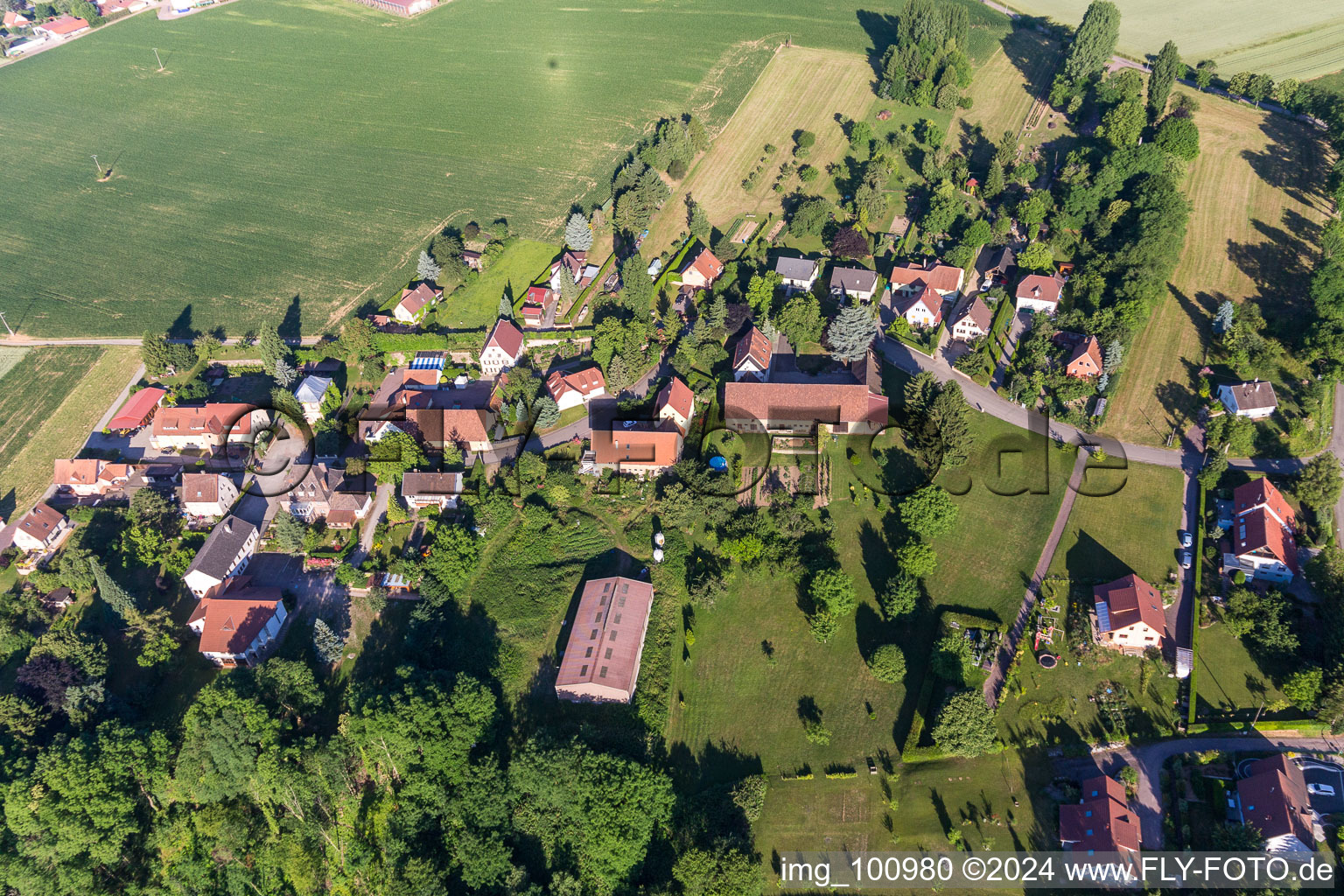 Bird's eye view of Altenstadt in the state Bas-Rhin, France