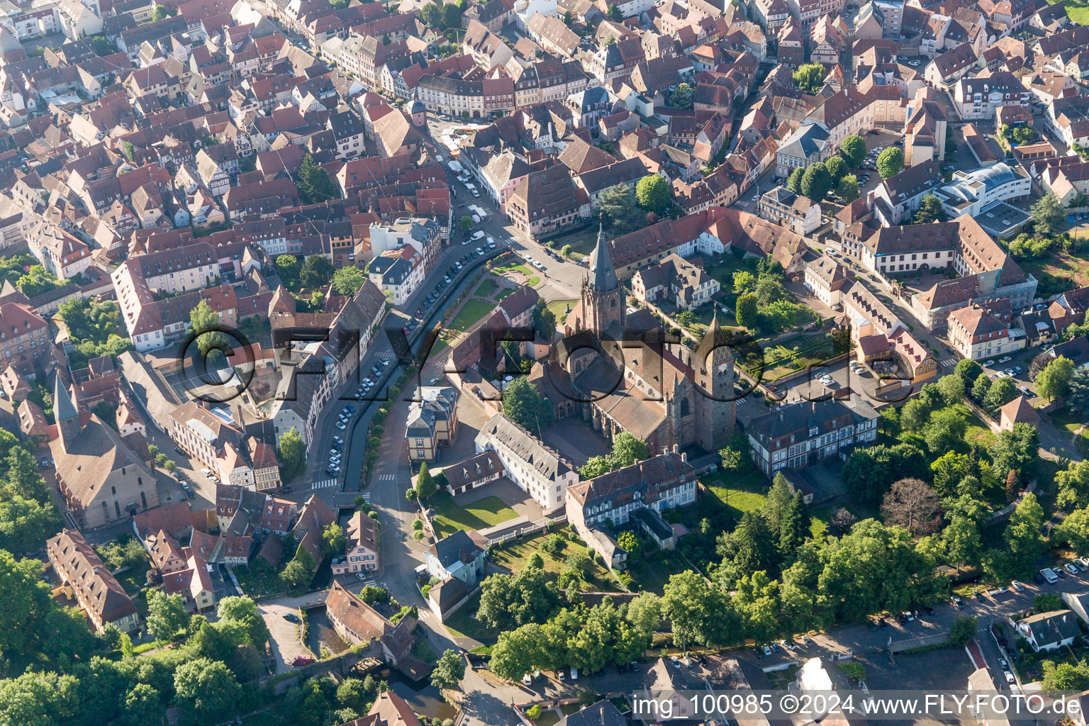 Wissembourg in the state Bas-Rhin, France viewn from the air