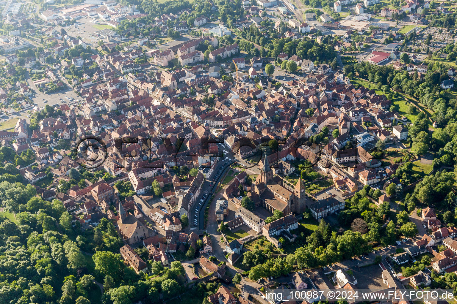 Drone recording of Wissembourg in the state Bas-Rhin, France