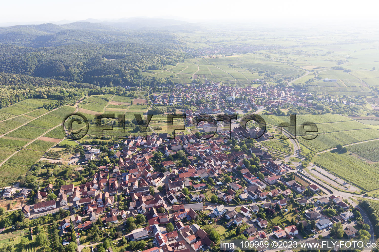 Drone image of District Schweigen in Schweigen-Rechtenbach in the state Rhineland-Palatinate, Germany