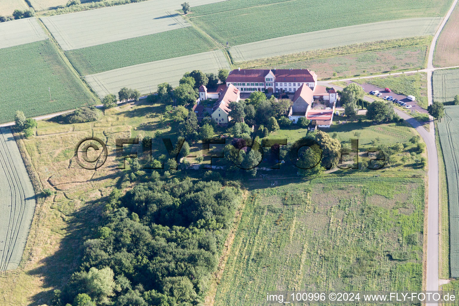 Drone recording of Schweighofen in the state Rhineland-Palatinate, Germany