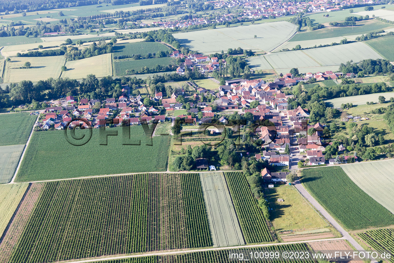 Aerial photograpy of Niederotterbach in the state Rhineland-Palatinate, Germany