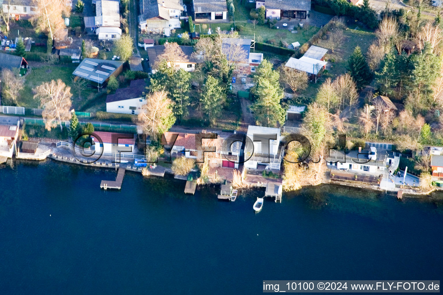 Aerial view of Blue Adriatic recreation area in Altrip in the state Rhineland-Palatinate, Germany