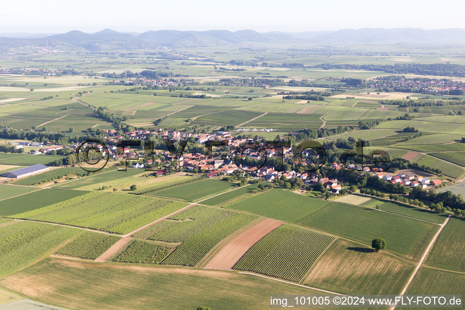 Vollmersweiler in the state Rhineland-Palatinate, Germany from the plane