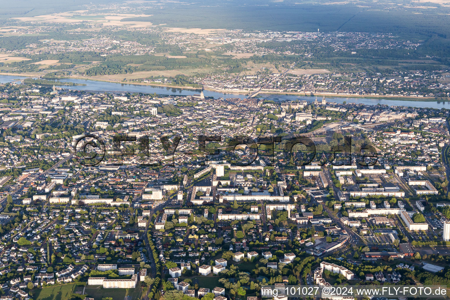 Blois in the state Loir et Cher, France from a drone