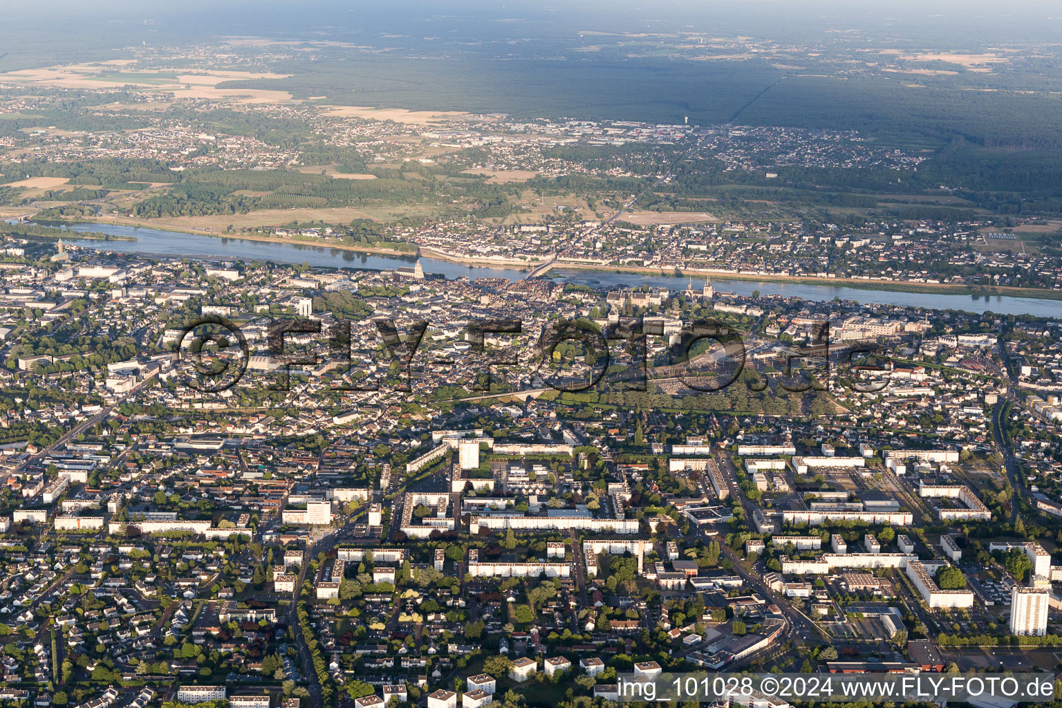 Blois in the state Loir et Cher, France seen from a drone