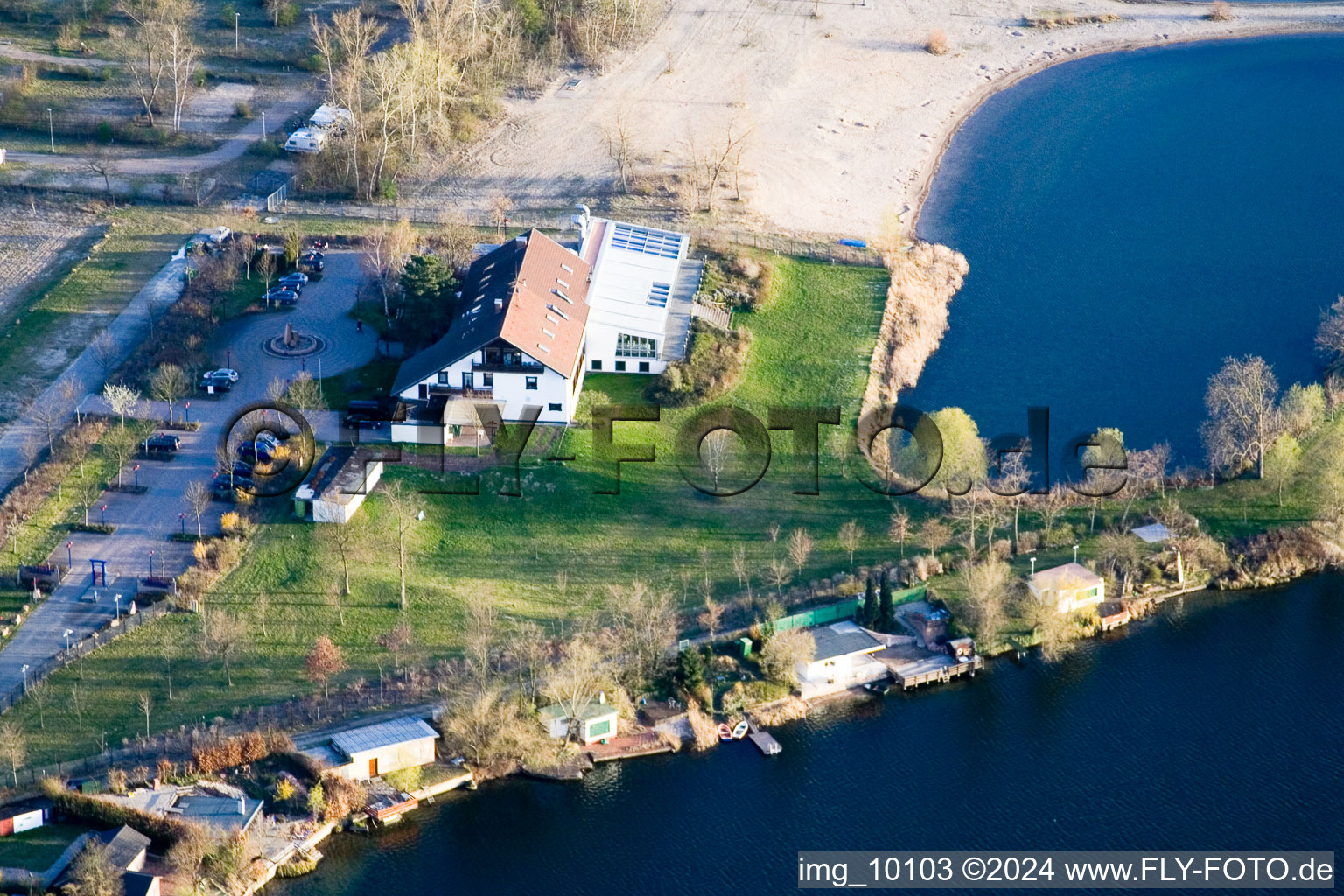 Aerial photograpy of Altrip in the state Rhineland-Palatinate, Germany