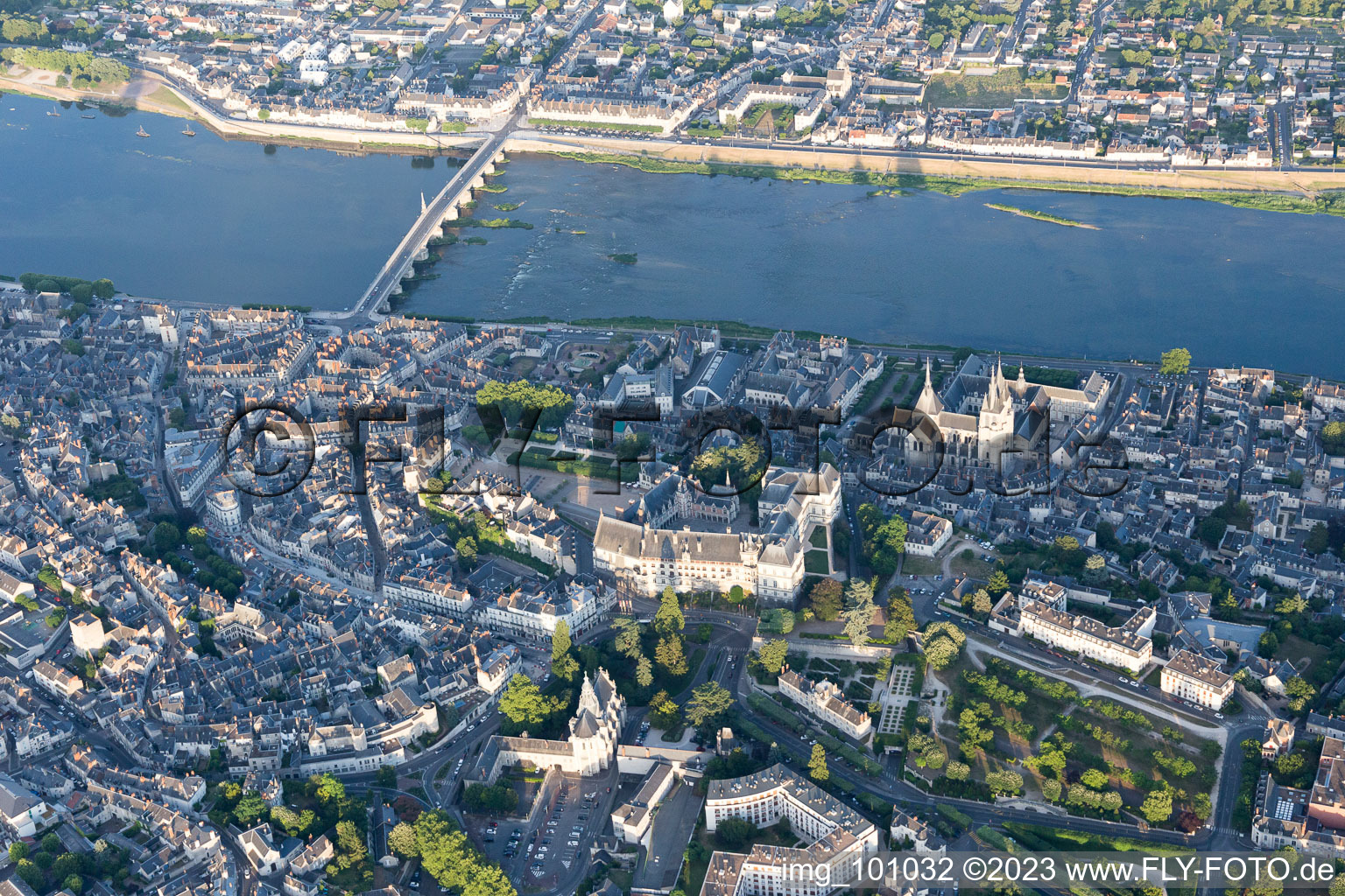 Blois in the state Loir et Cher, France from above