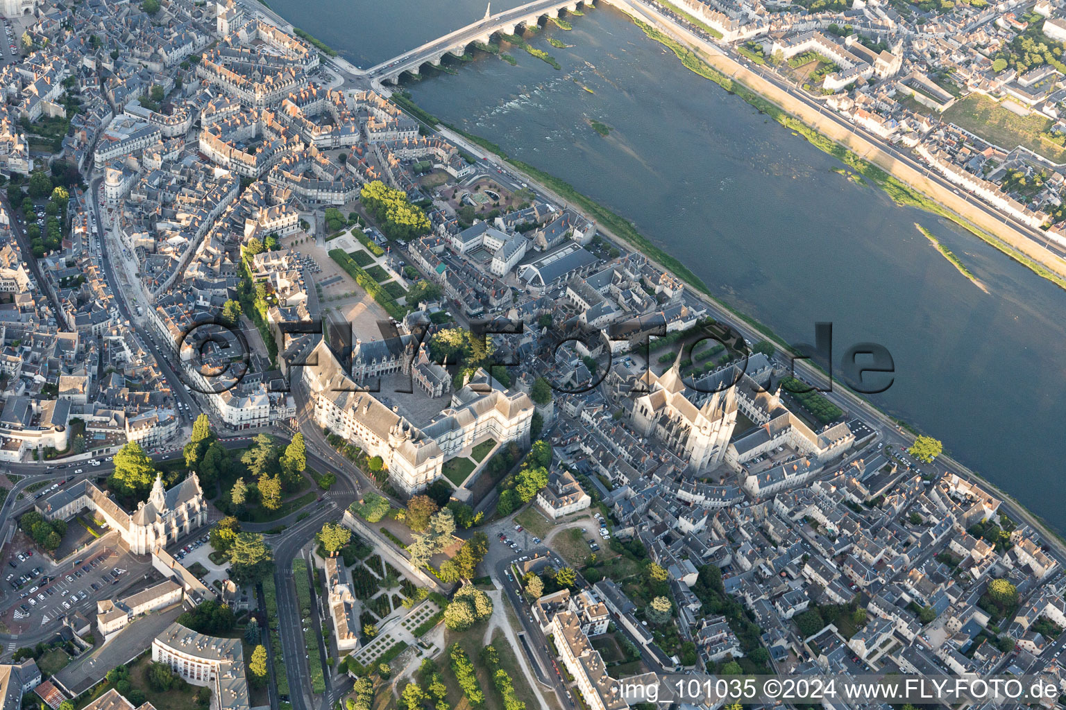 Blois in the state Loir et Cher, France from the plane