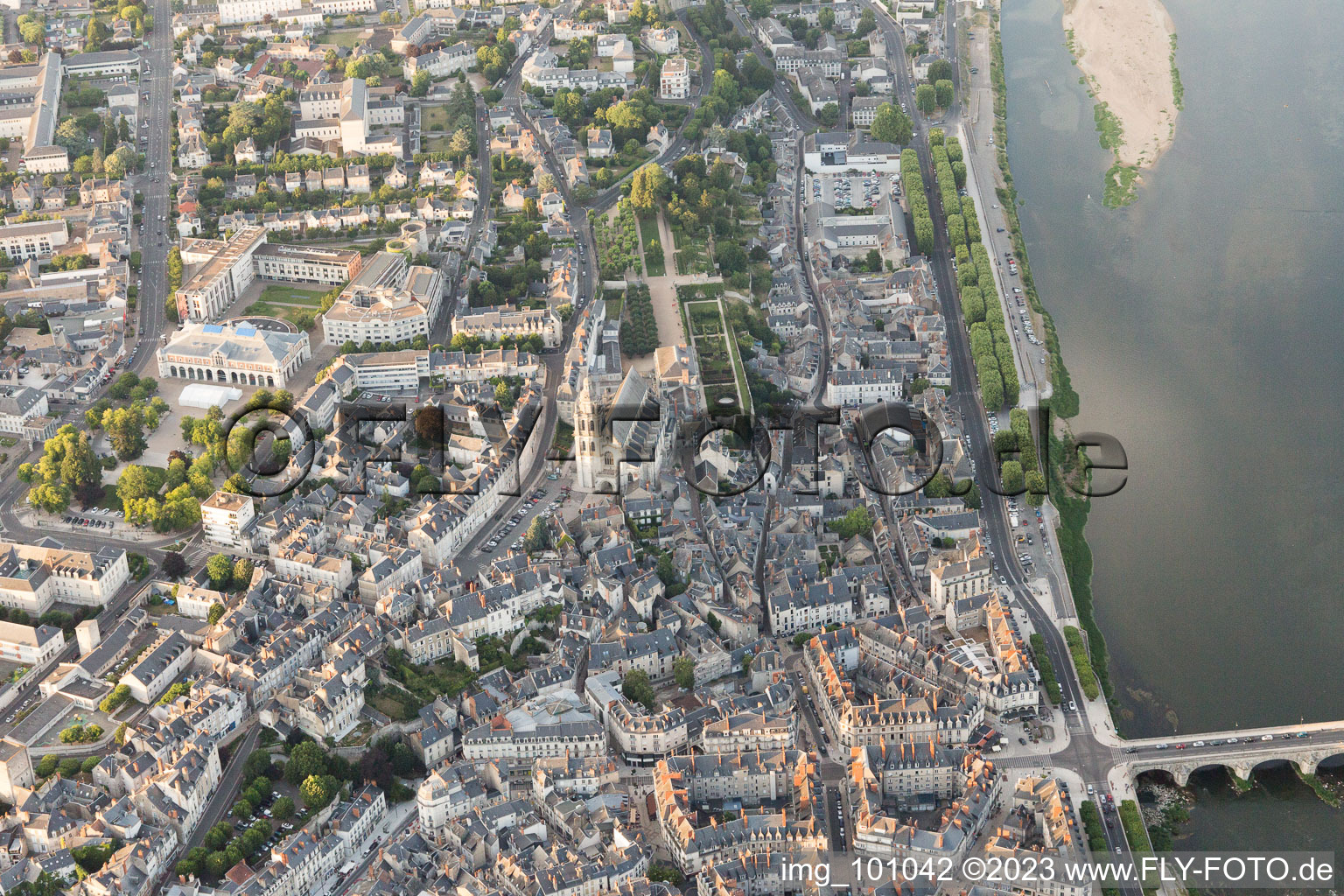 Blois in the state Loir et Cher, France from the drone perspective