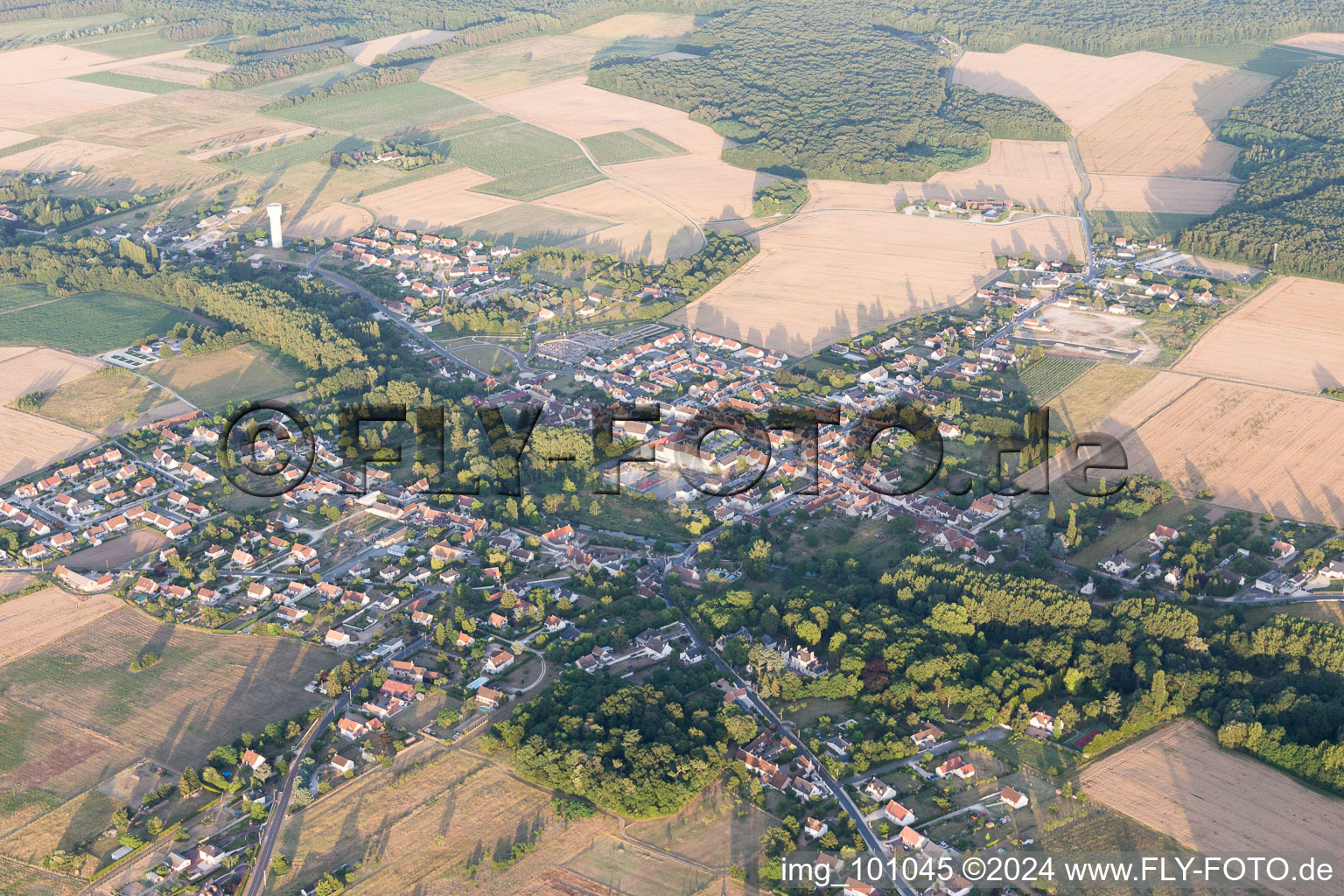 Aerial view of Huisseau-sur-Cosson in the state Loir et Cher, France