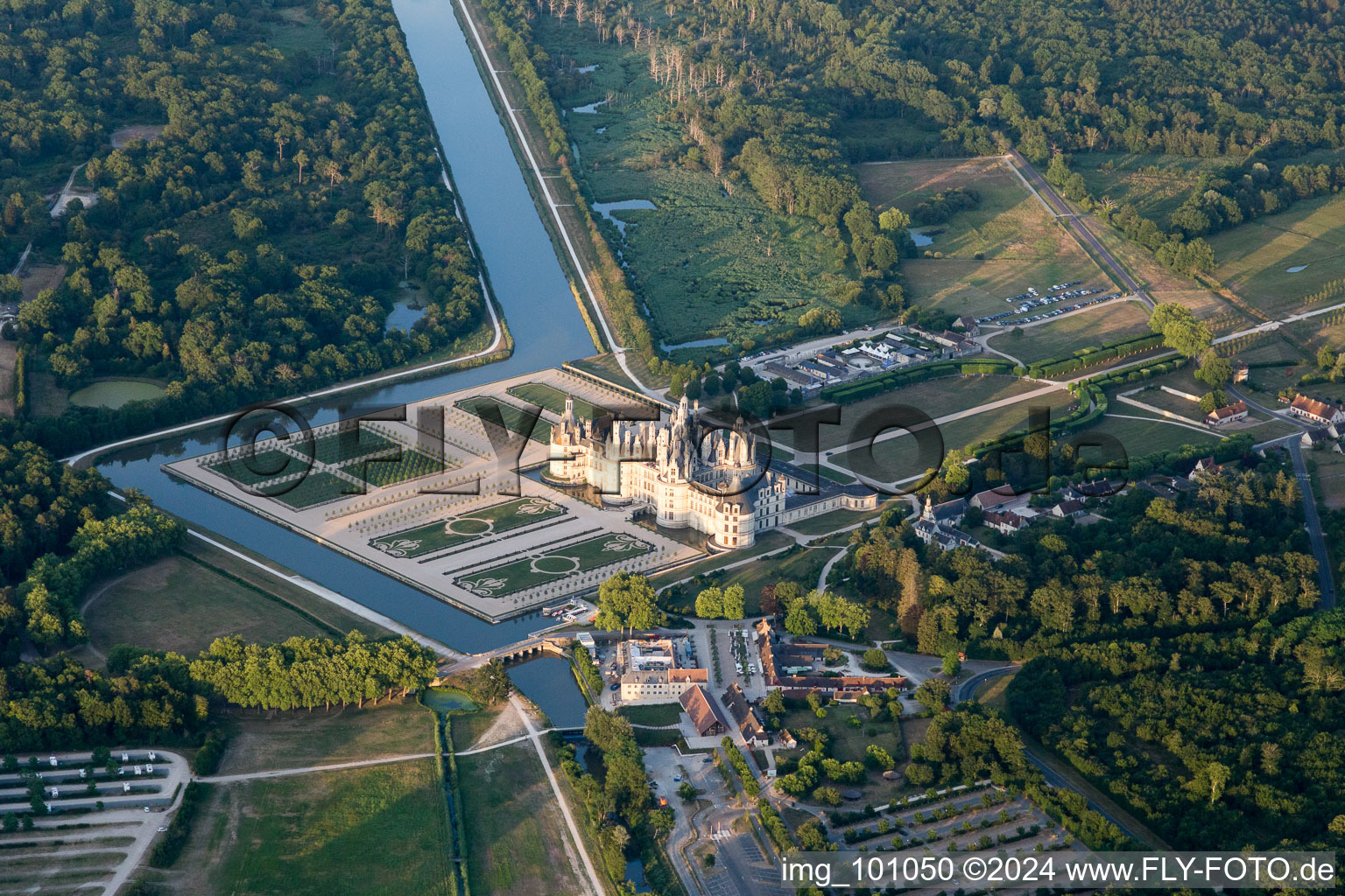 Chambord in the state Loir et Cher, France from the plane