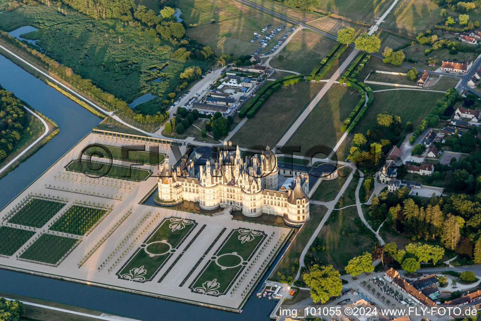 Drone recording of Chambord in the state Loir et Cher, France