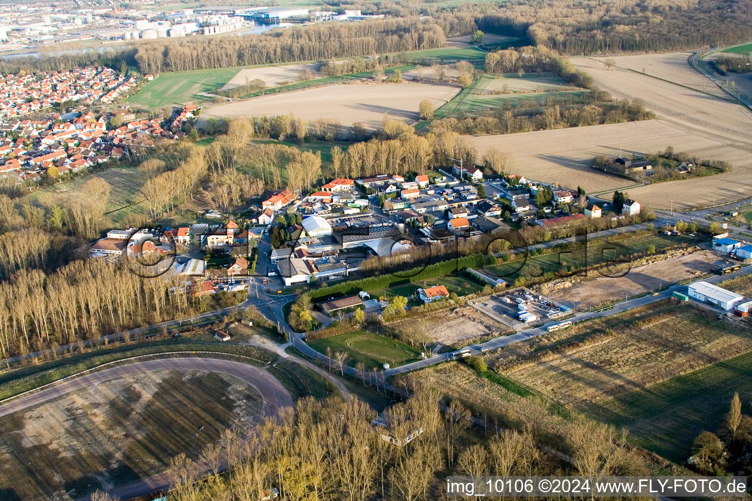 Altrip in the state Rhineland-Palatinate, Germany from above