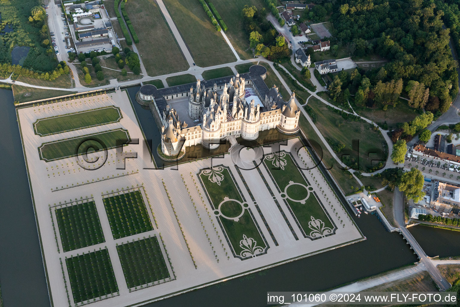 Drone image of Chambord in the state Loir et Cher, France