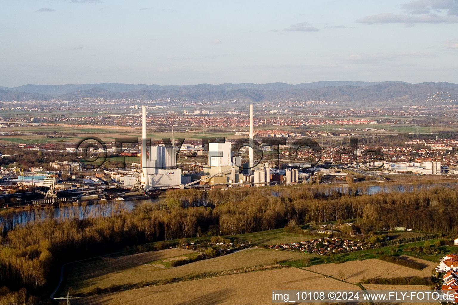 Altrip in the state Rhineland-Palatinate, Germany seen from above