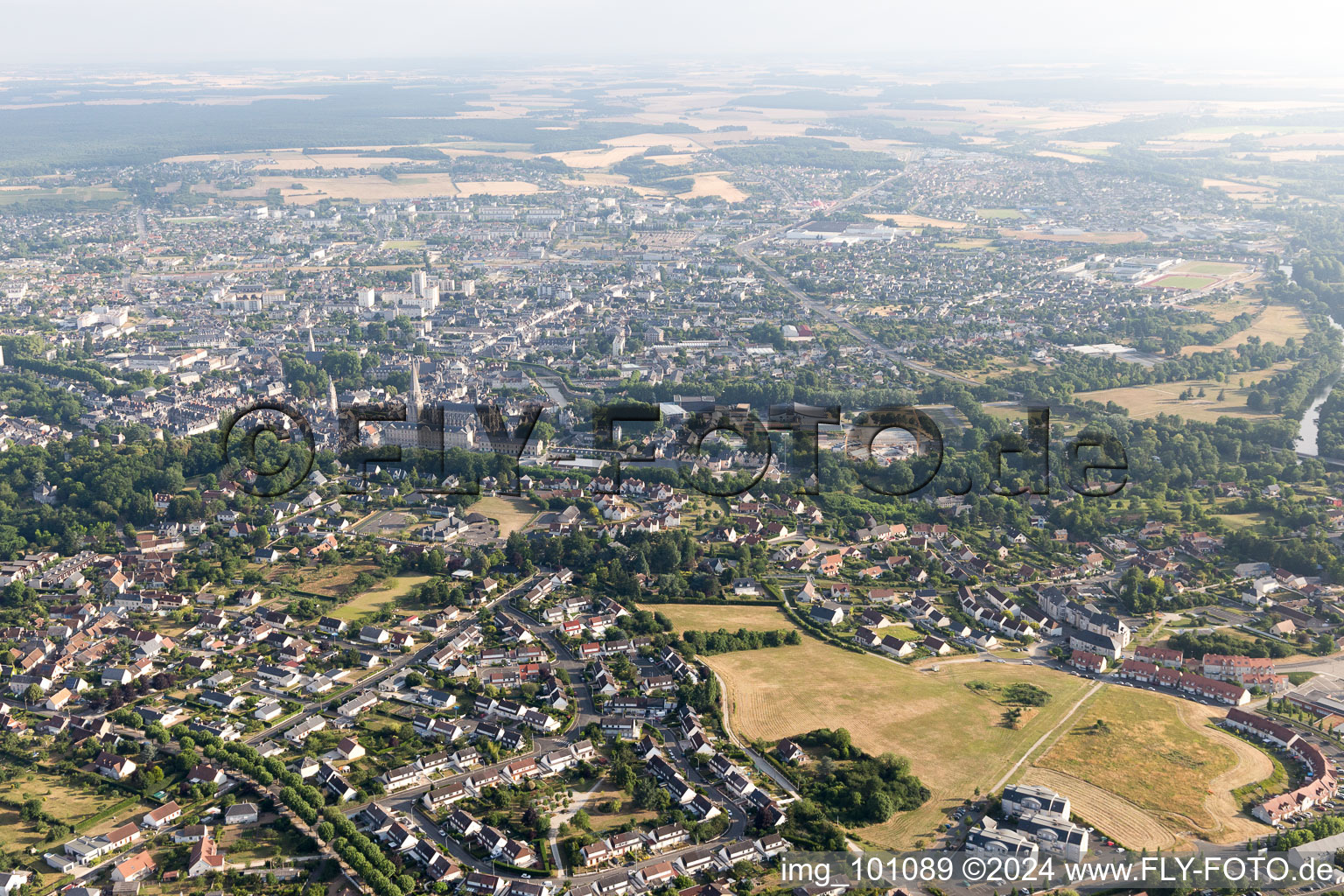 Vendôme in the state Loir et Cher, France from above