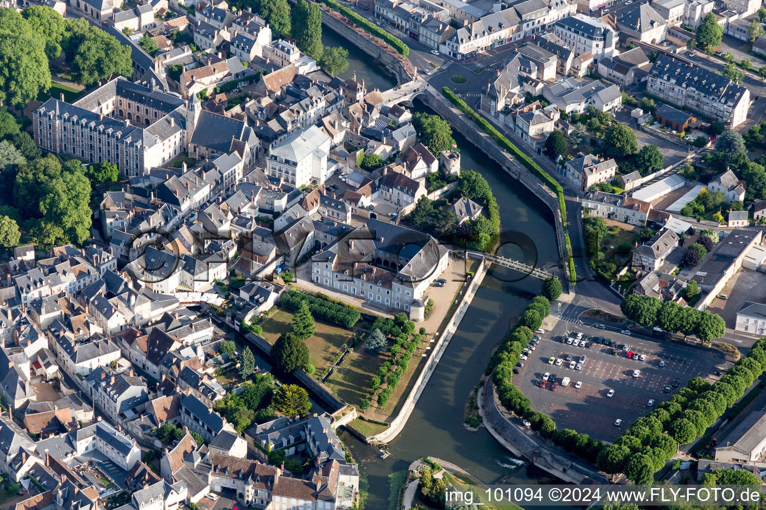 Vendôme in the state Loir et Cher, France seen from above