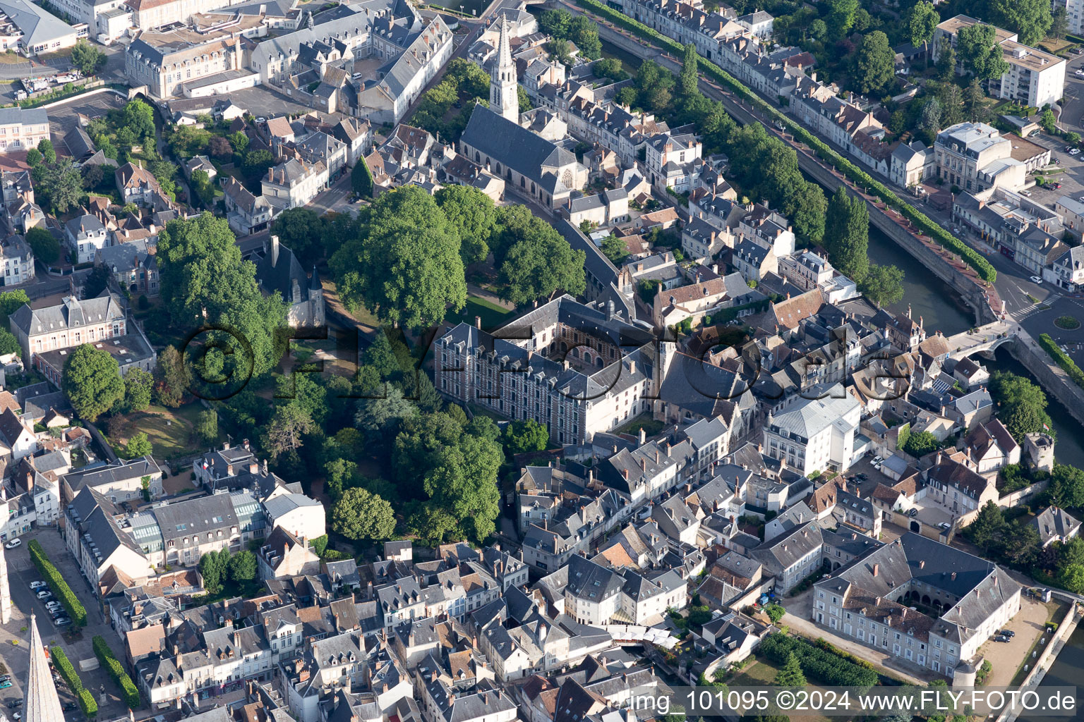 Vendôme in the state Loir et Cher, France from the plane