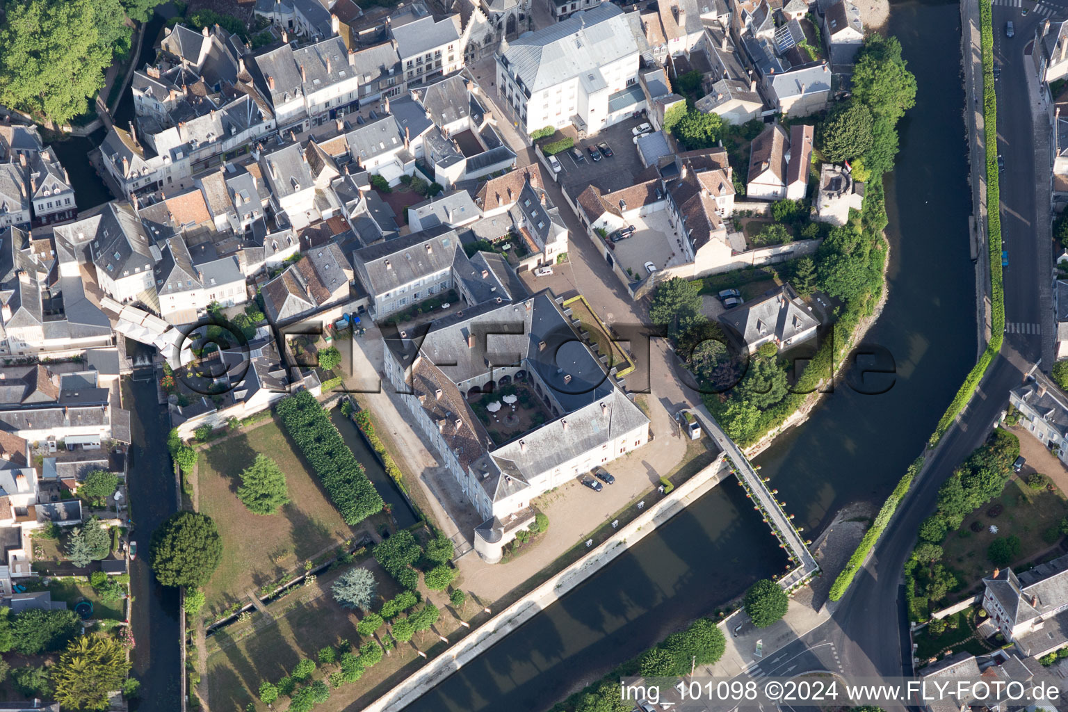 Drone recording of Vendôme in the state Loir et Cher, France