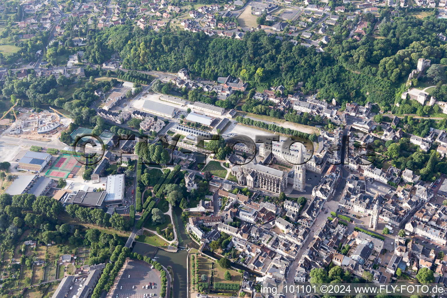 Vendôme in the state Loir et Cher, France from the drone perspective