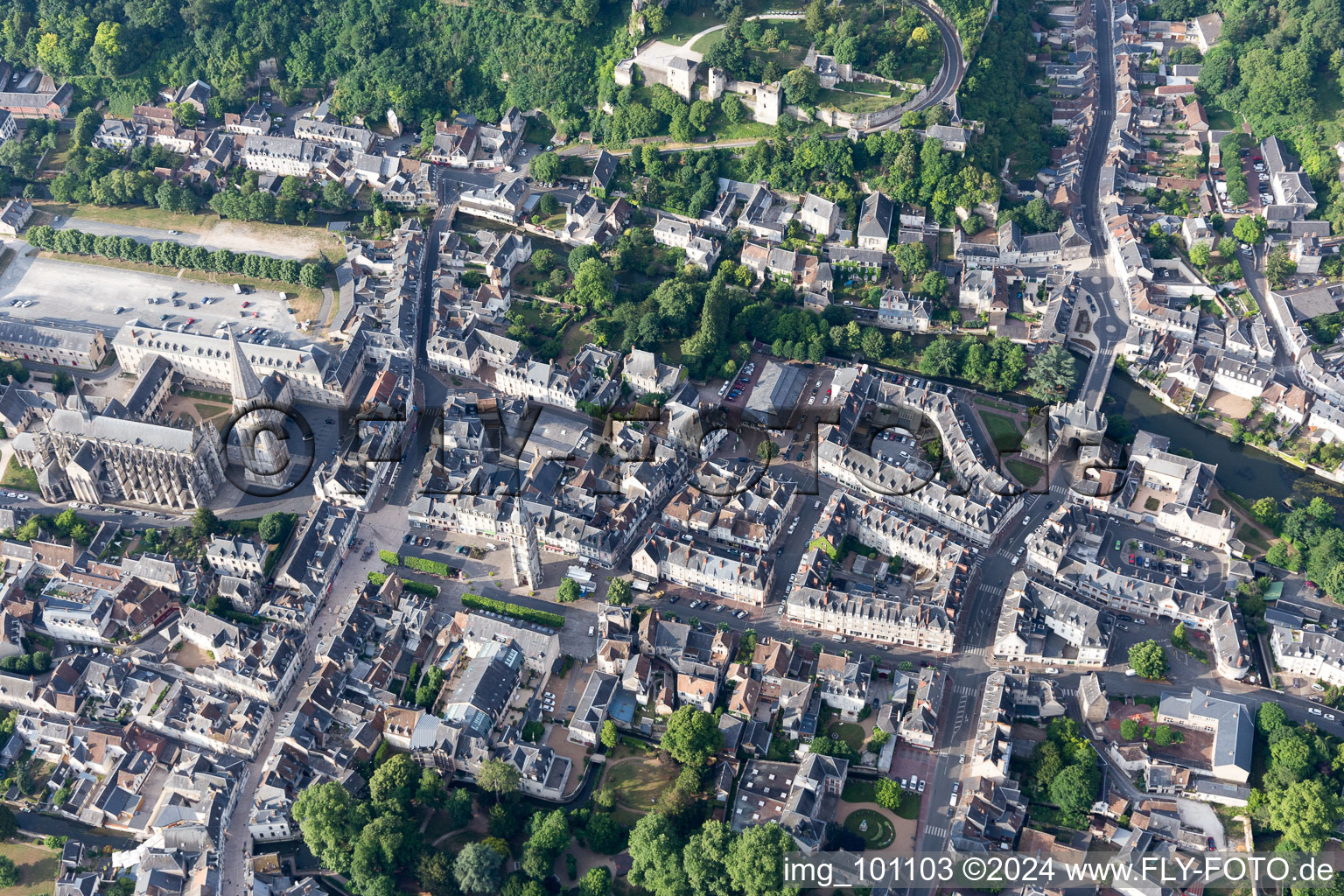 Vendôme in the state Loir et Cher, France seen from a drone