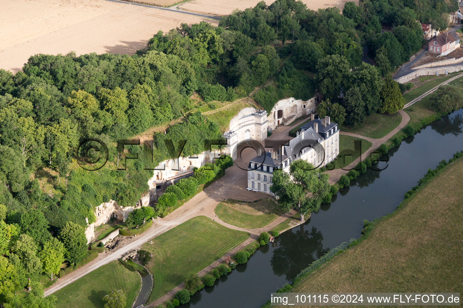 Building and castle park systems of castle Chateau de Rochambeau in Thore-la-Rochette in Centre-Val de Loire, France