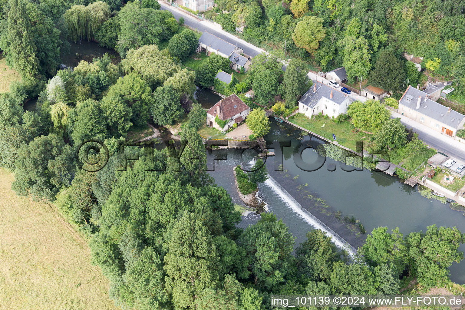 Montoire-sur-le-Loir in the state Loir et Cher, France from above