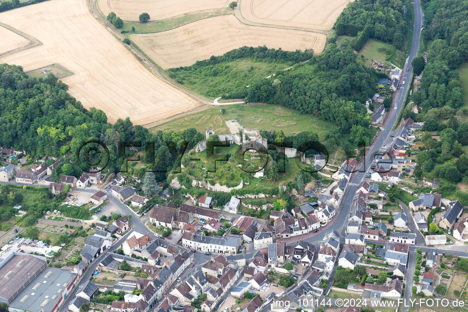 Bird's eye view of Montoire-sur-le-Loir in the state Loir et Cher, France