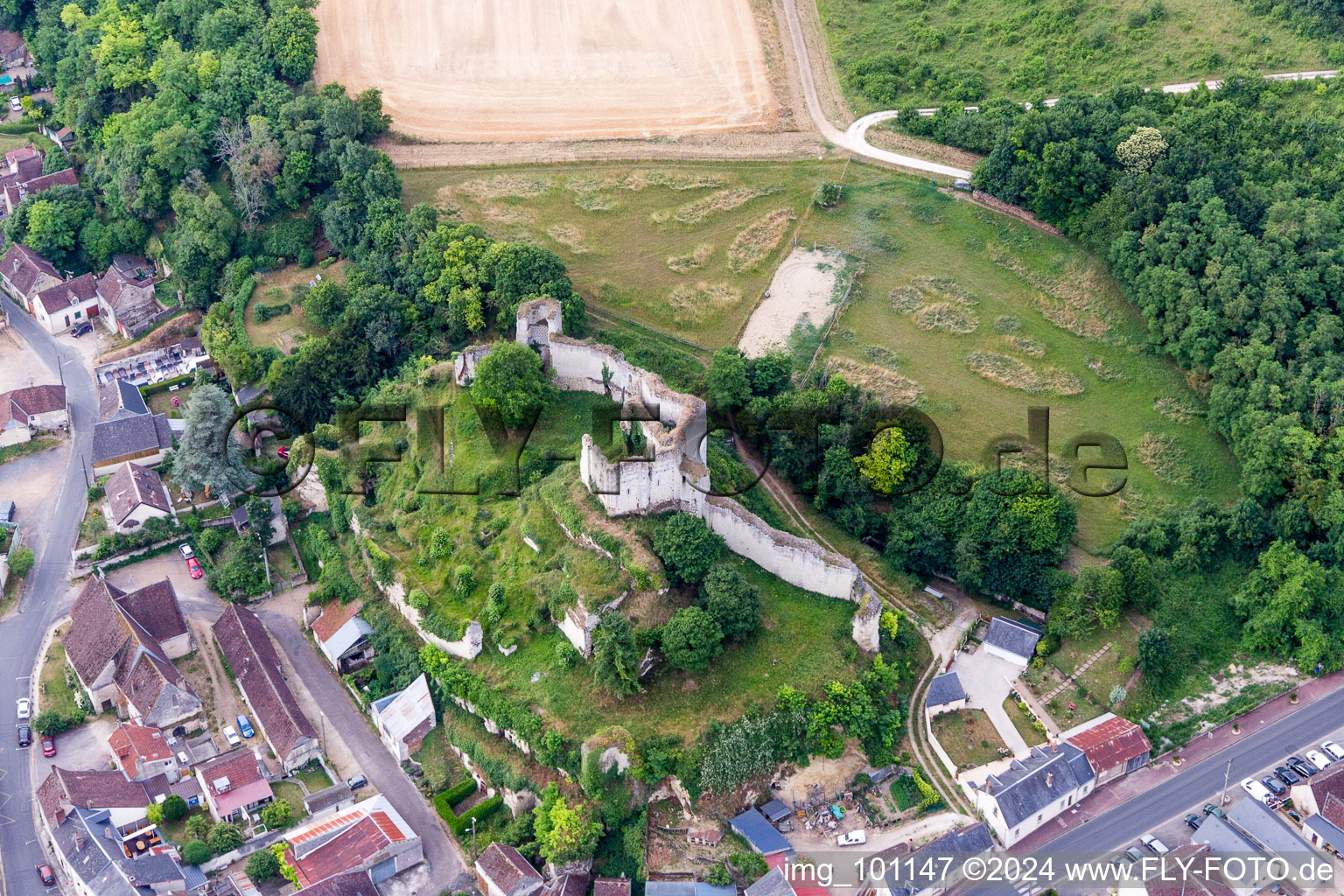 Drone recording of Montoire-sur-le-Loir in the state Loir et Cher, France