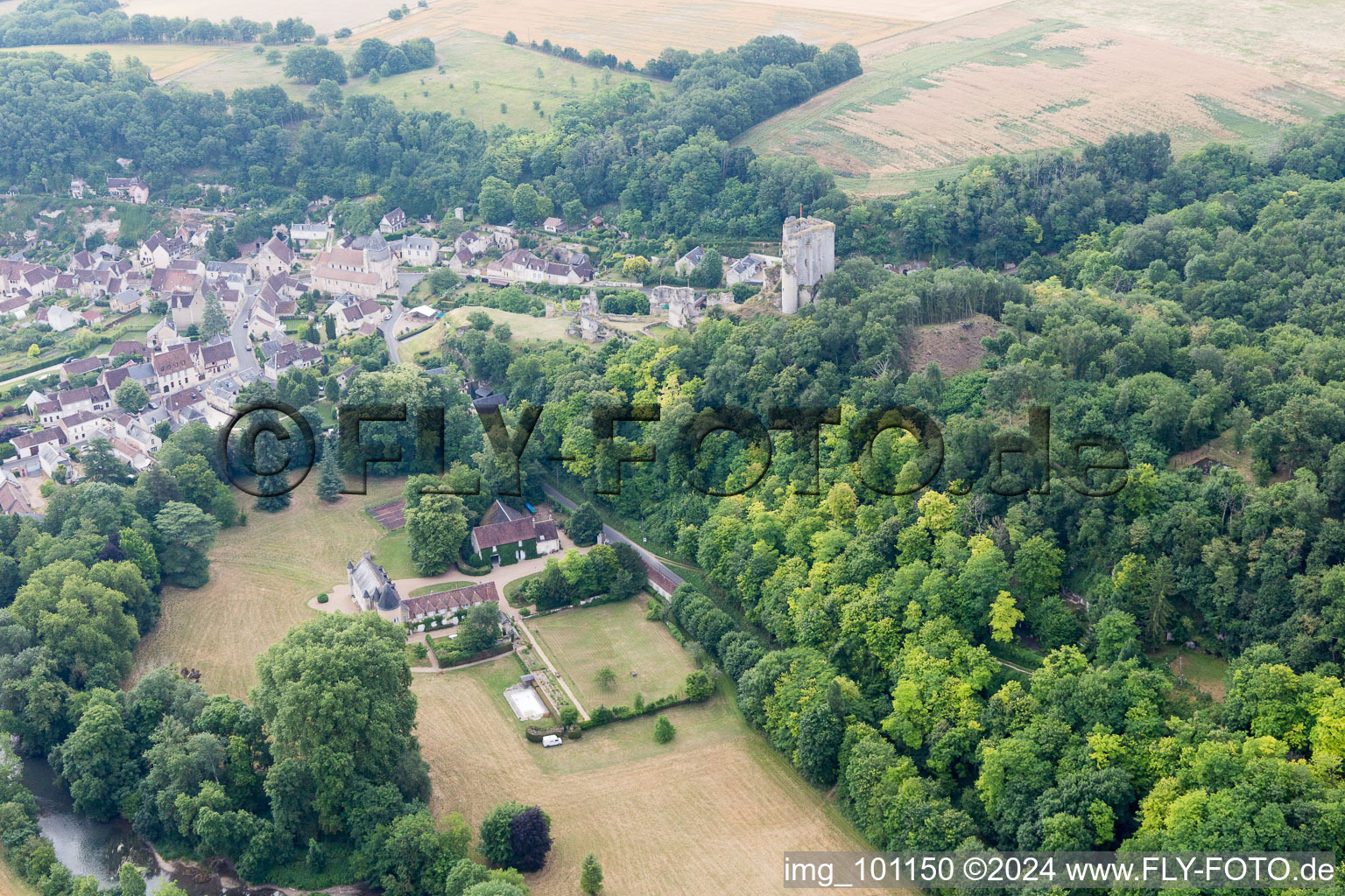 Bird's eye view of Lavardin in the state Loir et Cher, France